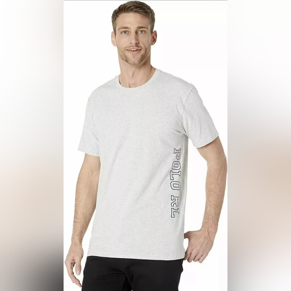 Polo RL By Polo Ralph Lauren Knit Jersey Short Sleeve Logo Crew Neck Tee Grey